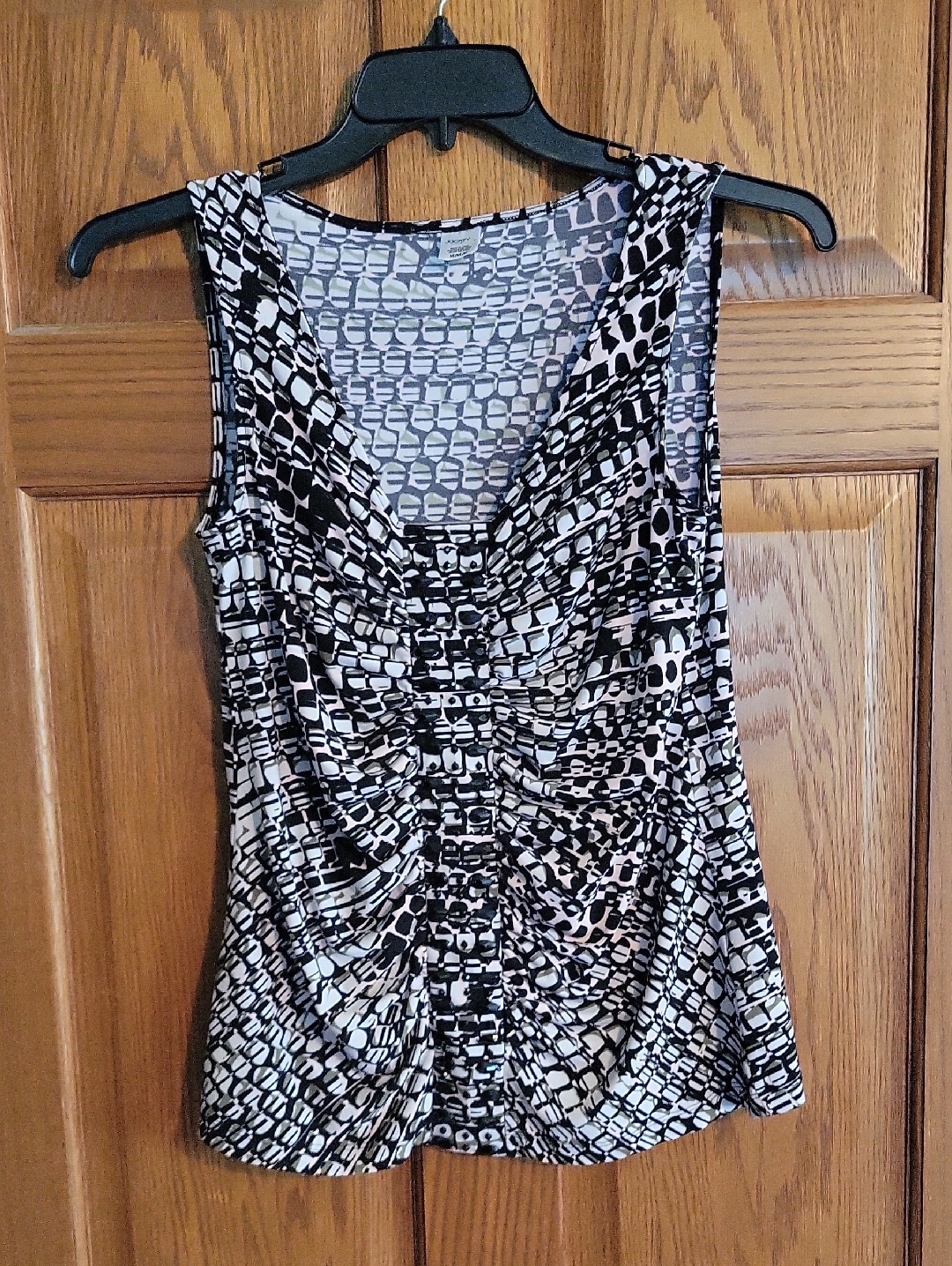 Jockey Black, White And Pink Ruched V-Neck Tank